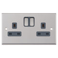 Selectric 7MPRO-751 Satin Chrome Grey Insert 2G 13A Socket