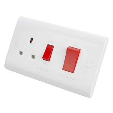 Click Scolmore - 45A Cooker Switch 13A DP Switched Socket Outlet