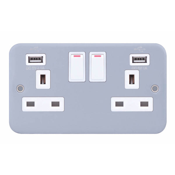 Selectric Metal Clad - 13A USB Socket Outlets (Back Box Included)