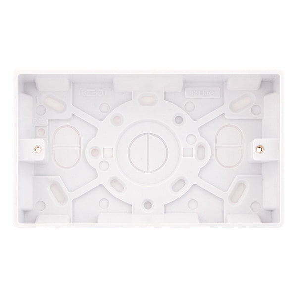 Selectric Smooth Back Box 2 Gang 25mm White