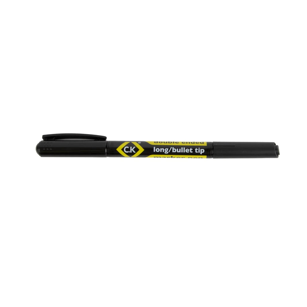 CK T3593 Double Ended Long-Bullet Tip Marker Pen Black (Box of 20)