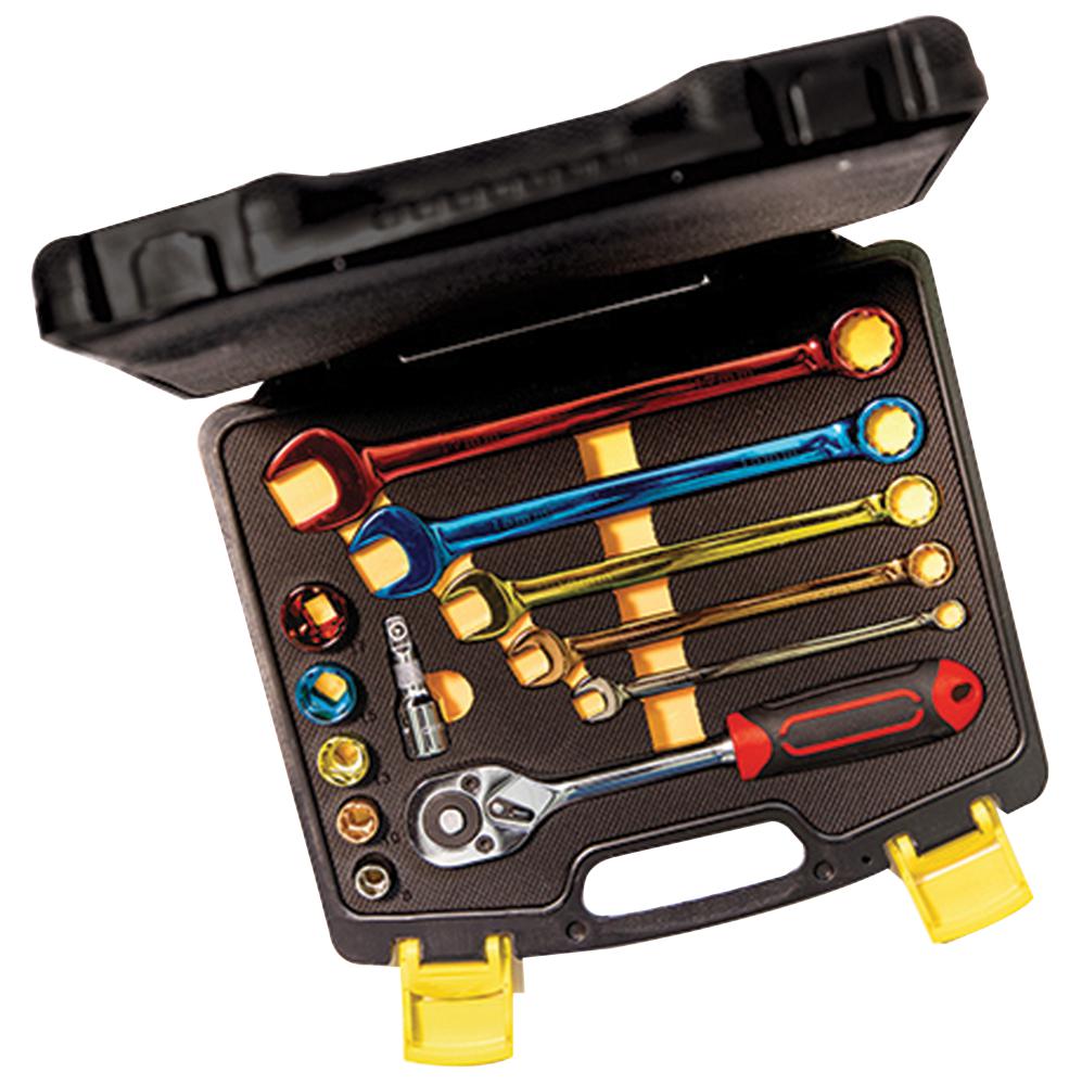 C.K Sure Drive 12 Piece Coloured Socket & Spanner set 3/8" Drive