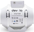 Devola 100mm Inline Mixed Flow Extractor Fan, 4 Inch Bathroom Fan, For Kitchen, Bathroom and Loft