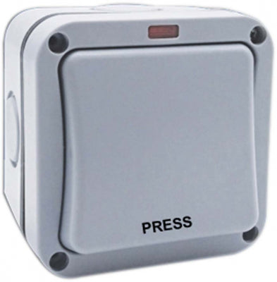 Deligo IP66 Outdoor "Press" Switch 1 Gang 2 Way 20A