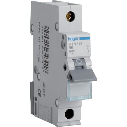 Hager 16A Single Pole 6kA B Curve MCB