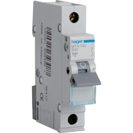 Hager 40A Single Pole 6kA B Curve MCB