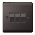 BG Nexus Metal - Black Nickel - Light Switch 3 Gang 2 Way 20A 16AX