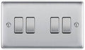 BG Nexus Metal - Brushed Steel - Light Switch 4G 2 Way 20A 16AX