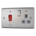 BG Nexus Metal Brushed Steel 45A Cooker Control Socket - Grey Insert