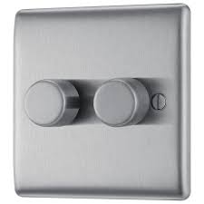 BG Nexus Metal - Brushed Steel 2G Dimmer Switch 200W