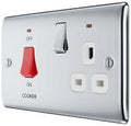 BG Nexus Metal Polished Chrome 45A Cooker Control Socket - White Insert