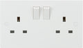 ML SN9000S Square Edge White 2 Gang 13A 1 Pole Switched Socket