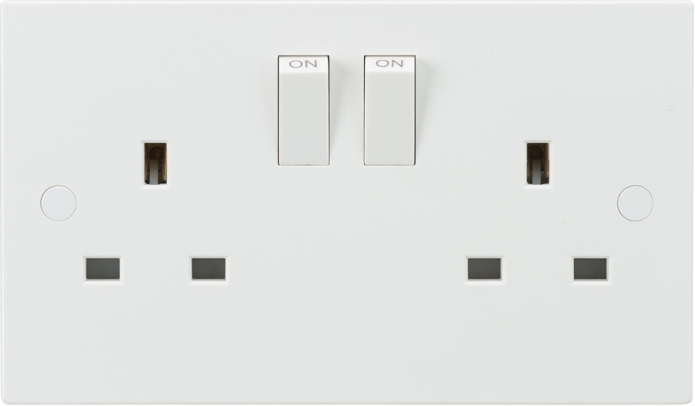 ML SN9000S Square Edge White 2 Gang 13A 1 Pole Switched Socket