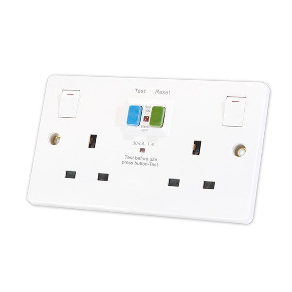 Selectric 13A 2G Double RCD - Switched Socket White